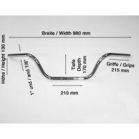 Řídítka Motorrad Burchard 25,4mm Apehanger šířka 88cm - chrom - 3 otvory